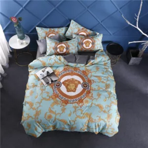 Versace Logo Brand Bedding Set Luxury Bedspread Bedroom Home Decor