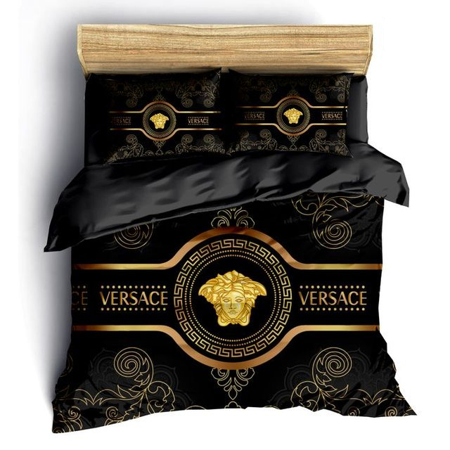 Versace Design Logo Brand Bedding Set Luxury Bedspread Bedroom Home Decor