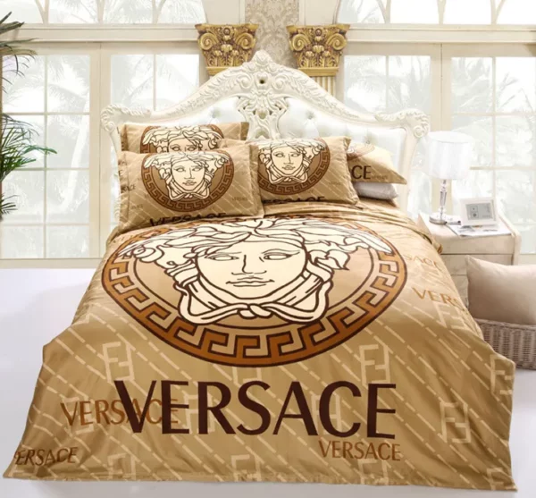 Versace Logo Brand Bedding Set Bedspread Bedroom Home Decor Luxury