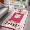 Chanel Red Perfume Rectangle Rug Home Decor Fashion Brand Luxury Door Mat Area Carpet