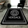 Versace Black Rectangle Rug Home Decor Door Mat Area Carpet Fashion Brand Luxury