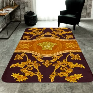 Versace Golden Rectangle Rug Door Mat Area Carpet Home Decor Fashion Brand Luxury