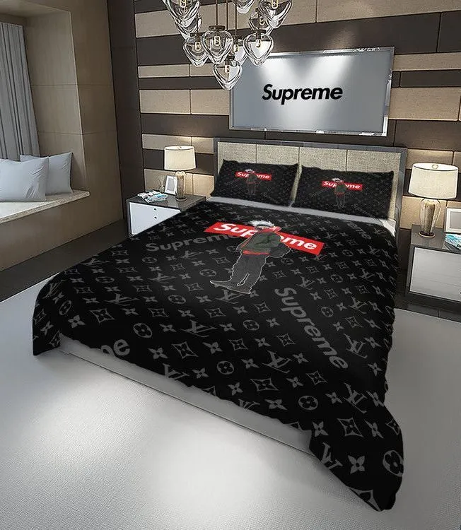 Louis Vuitton Supreme Tokyo Logo Brand Bedding Set Bedroom Home Decor Luxury Bedspread