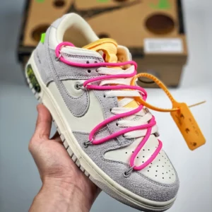 Off-White x Nike Dunk Low 17 of 50 Sail Neutral Grey Hyper Pink For Sale