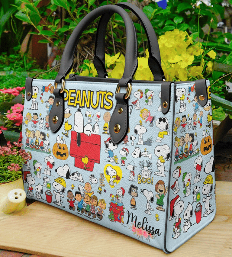 Snoopy Blue Women Leather Hand Bag