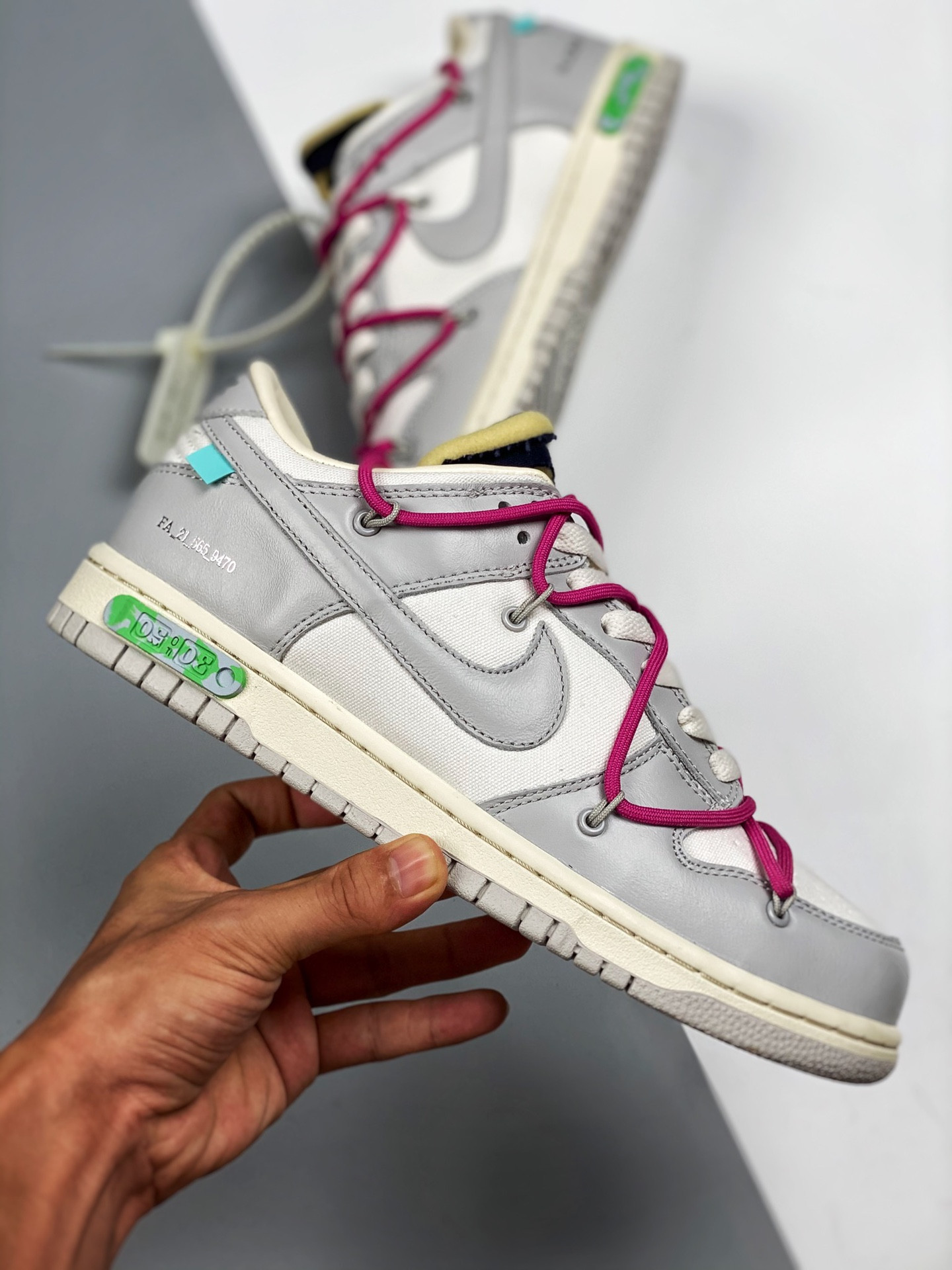 Off-White x Nike Dunk Low 30 of 50 Sail Grey Navy For Sale