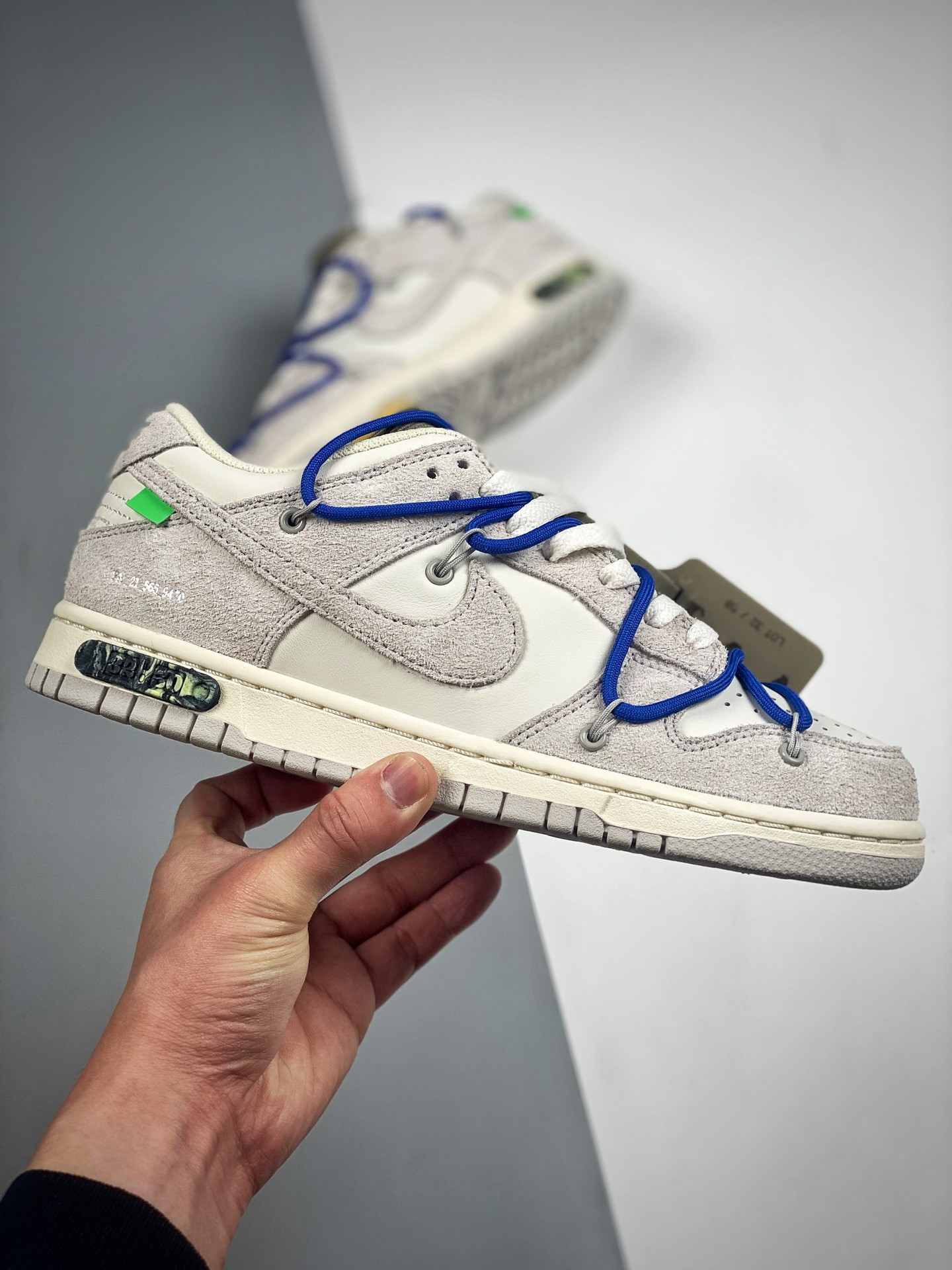 Off-White x Nike Dunk Low 32 of 50 Sail Neutral Grey Racer Blue For Sale