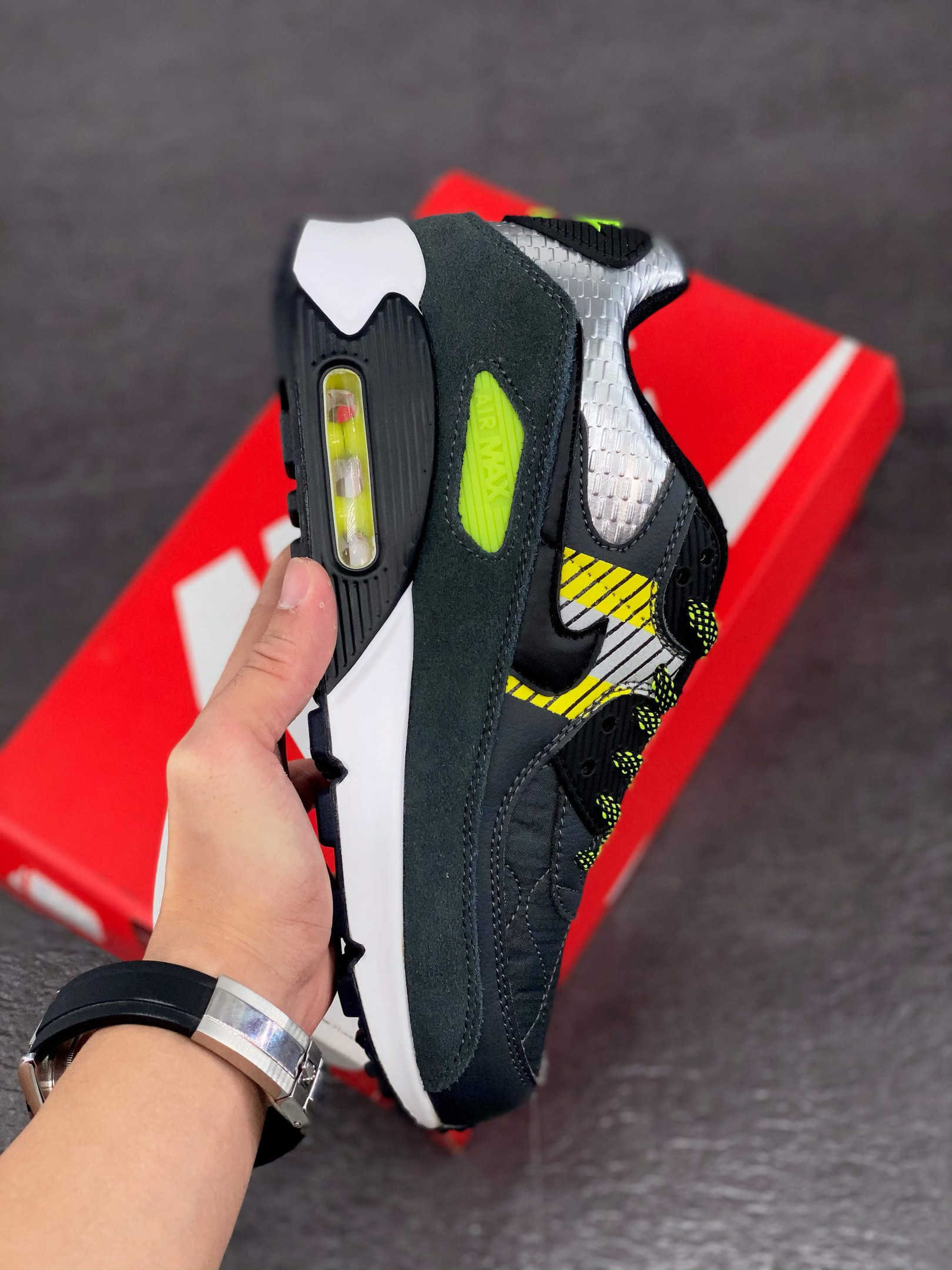 3M x Nike Air Max 90 Anthracite Volt Black For Sale