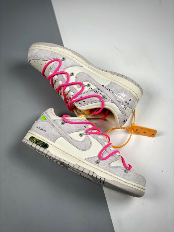 Off-White x Nike Dunk Low 17 of 50 Sail Neutral Grey Hyper Pink For Sale