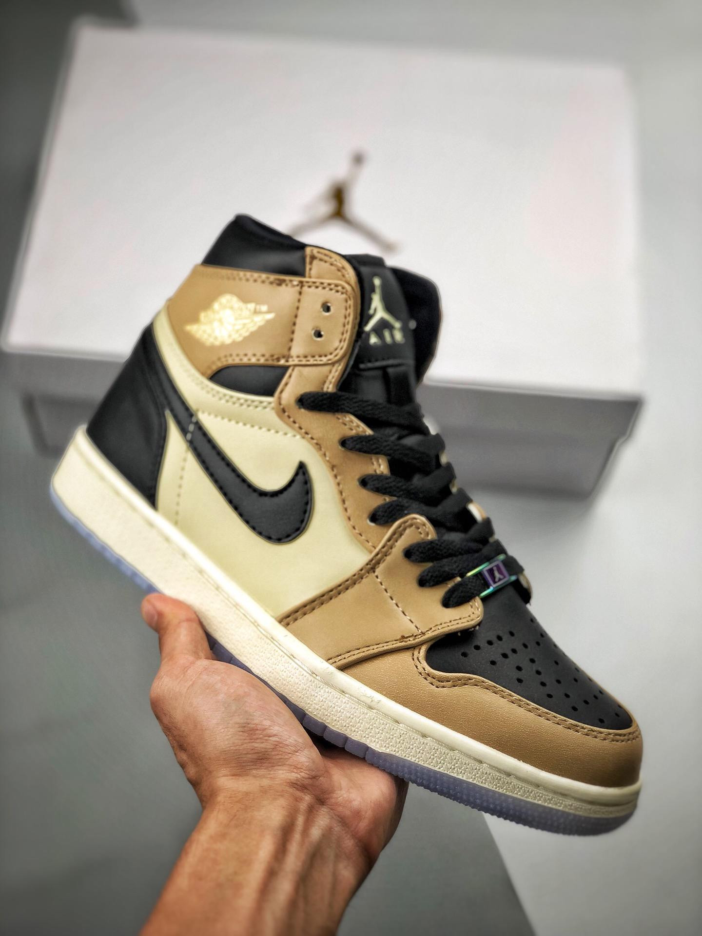 Air Jordan 1 High Premium Fossil Black Fossil-Pale Ivory On Sale