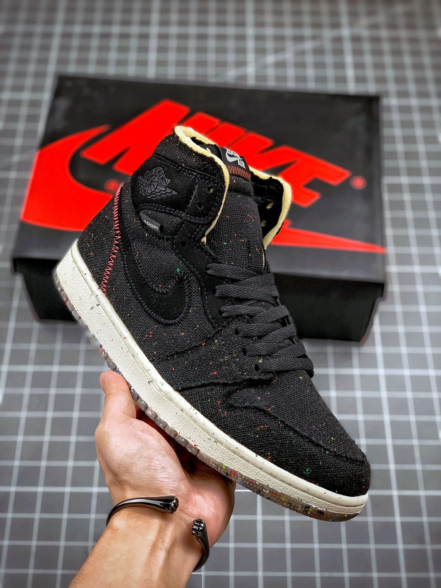 Air Jordan 1 High Zoom Crater Black Wolf Grey-Flash Crimson