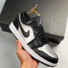 Air Jordan 1 Low Silver Toe Black Metallic Silver-White For Sale