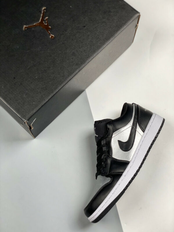 Air Jordan 1 Low Silver Toe Black Metallic Silver-White For Sale