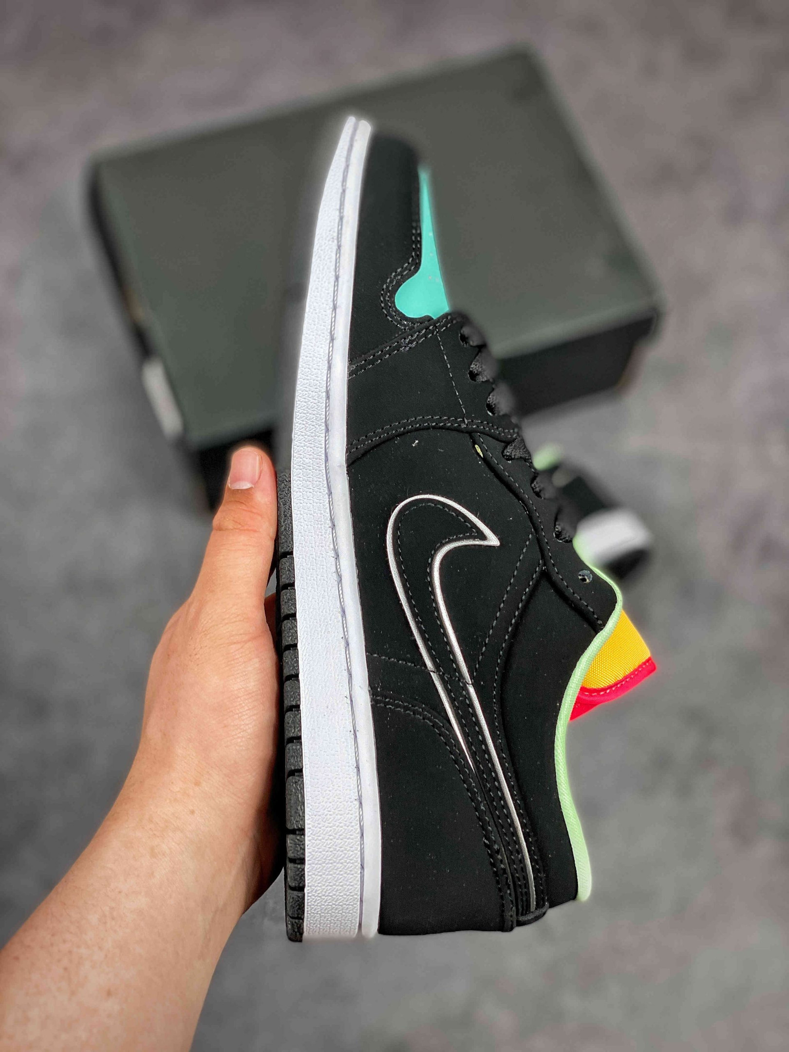 Air Jordan 1 Low Black Aurora GreenLaser Orange For Sale