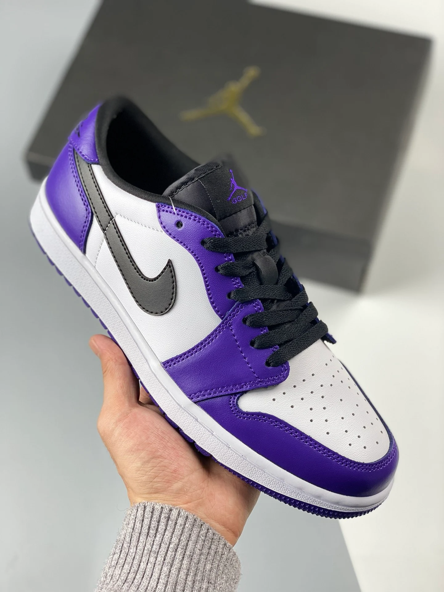 Air Jordan 1 Low Golf White Court Purple-University Red-Black For Sale