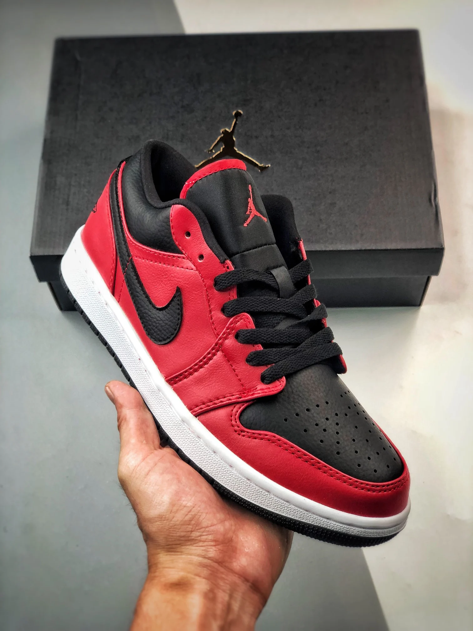 Air Jordan 1 Low Gym Red Black-White 553558-605 For Sale