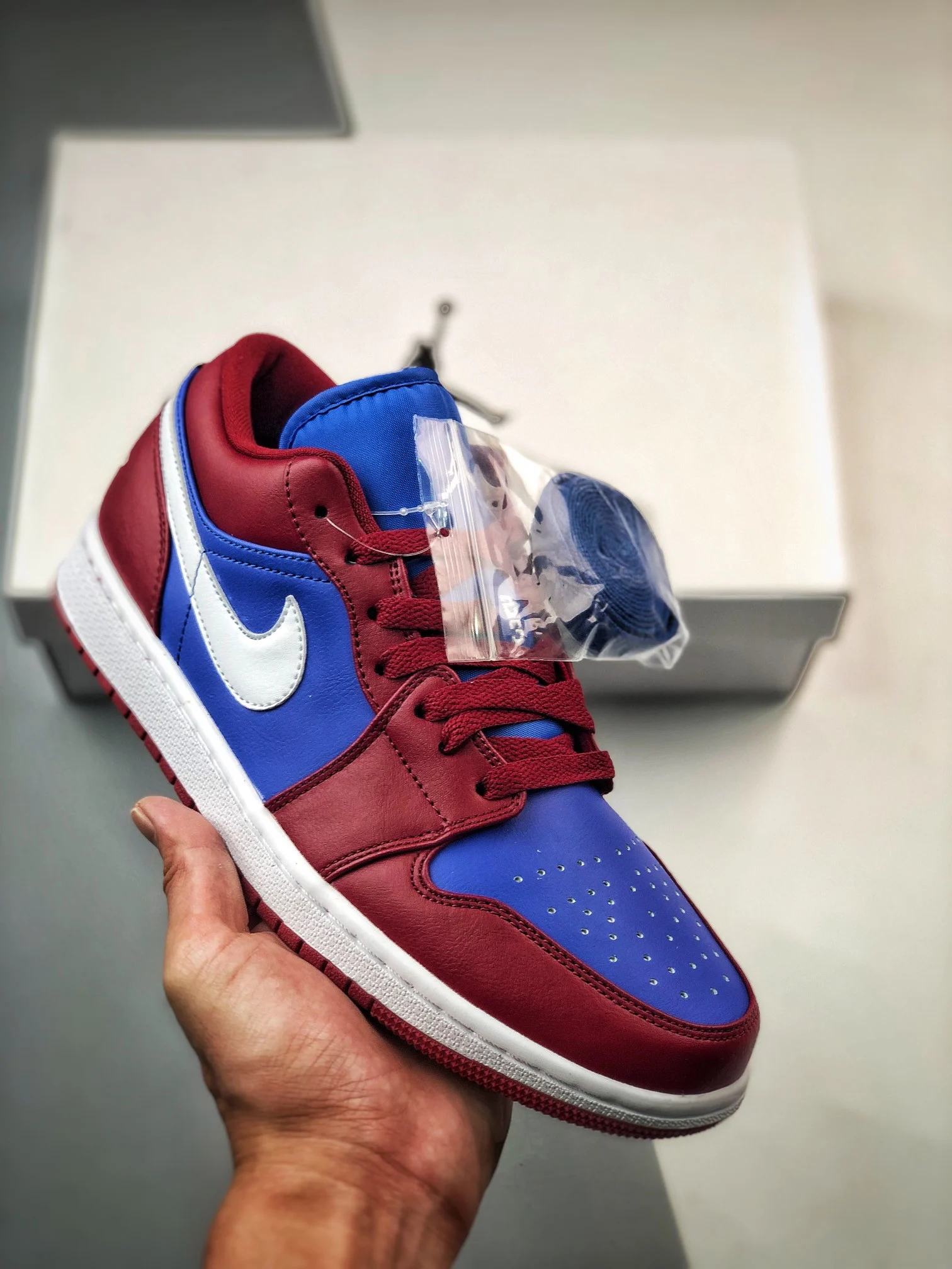 Air Jordan 1 Low Pomegranate Medium Blue-White DC0774-604 For Sale