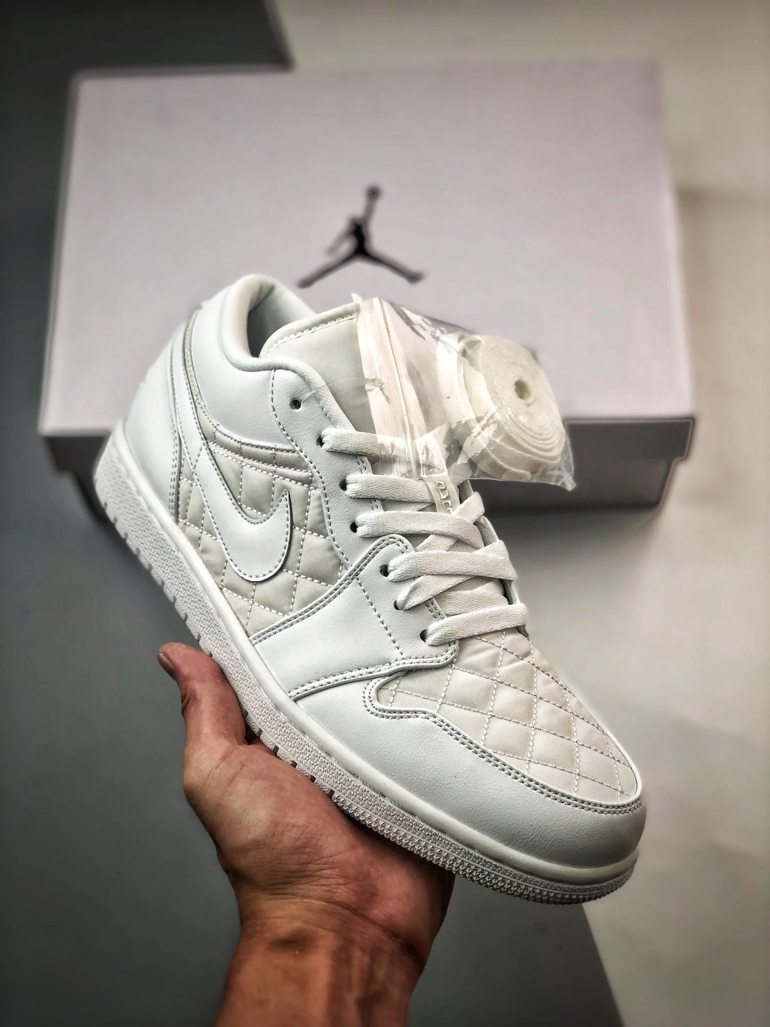 Air Jordan 1 Low Quilted Triple White DB6480-100 For Sale