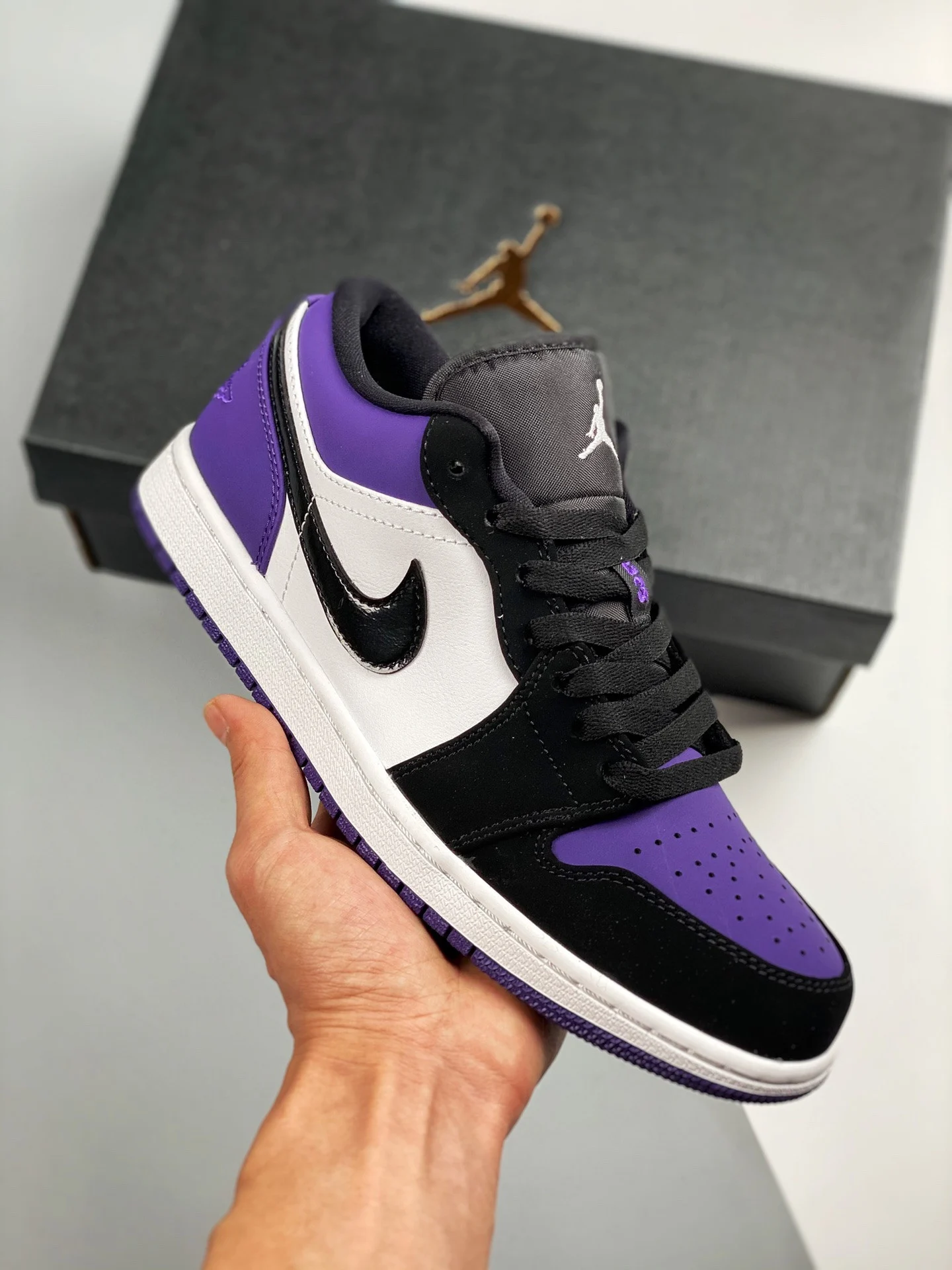 Air Jordan 1 Low White Black-Court Purple 553558-125 On Sale