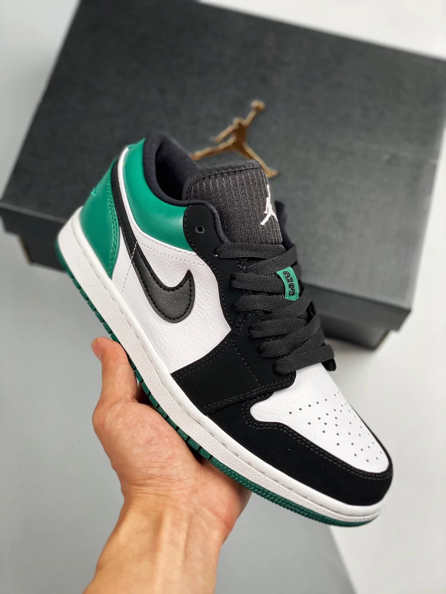 Air Jordan 1 Low White Black-Mystic Green For Sale