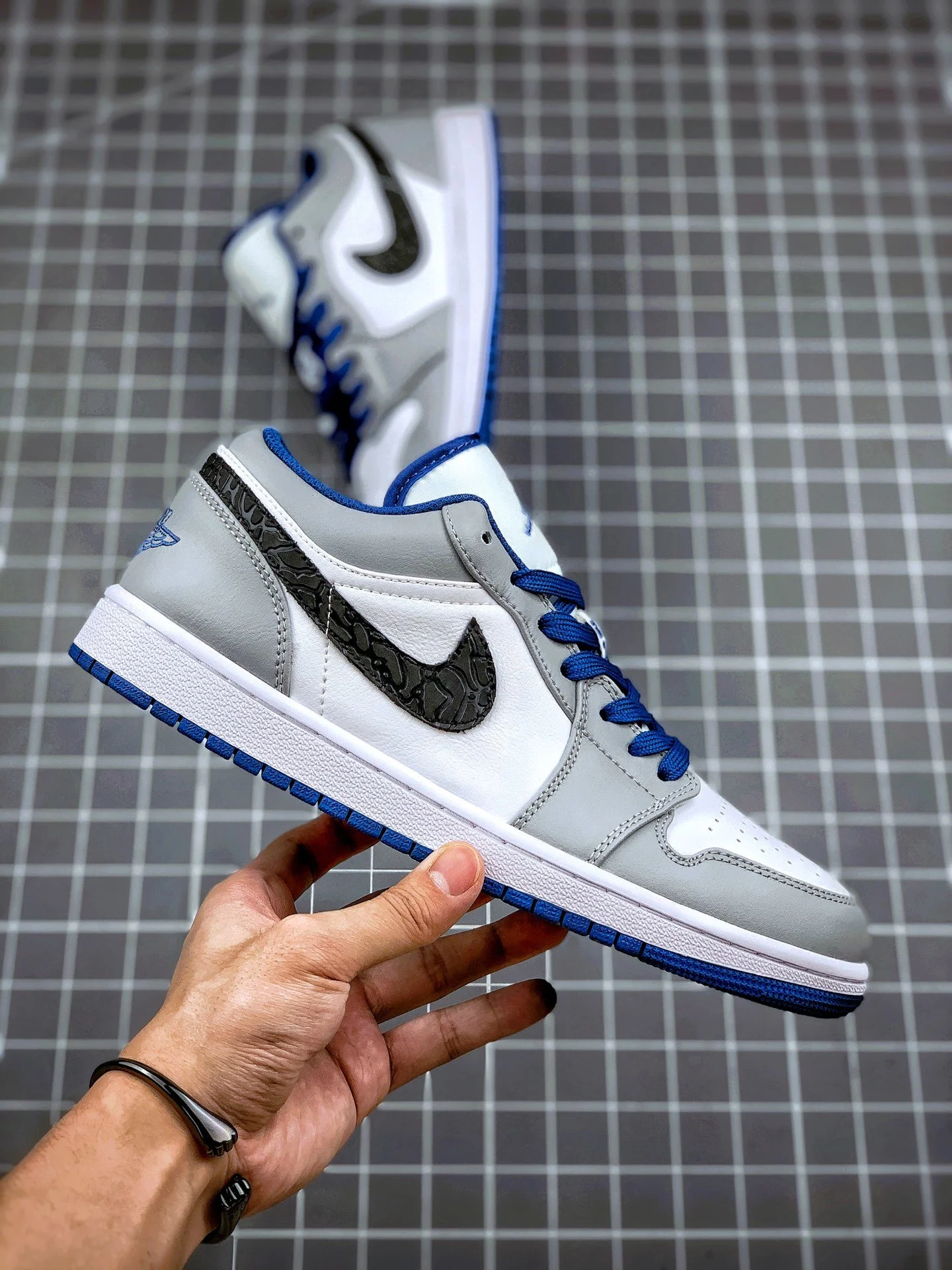 Air Jordan 1 Low White True Blue-Cement Grey-Black For Sale