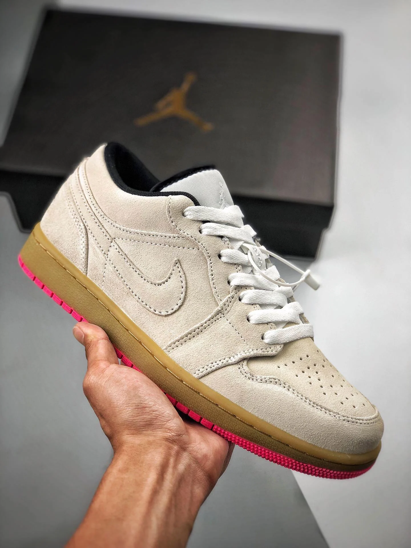 Air Jordan 1 Low White White-Gym Yellow-Hyper Pink