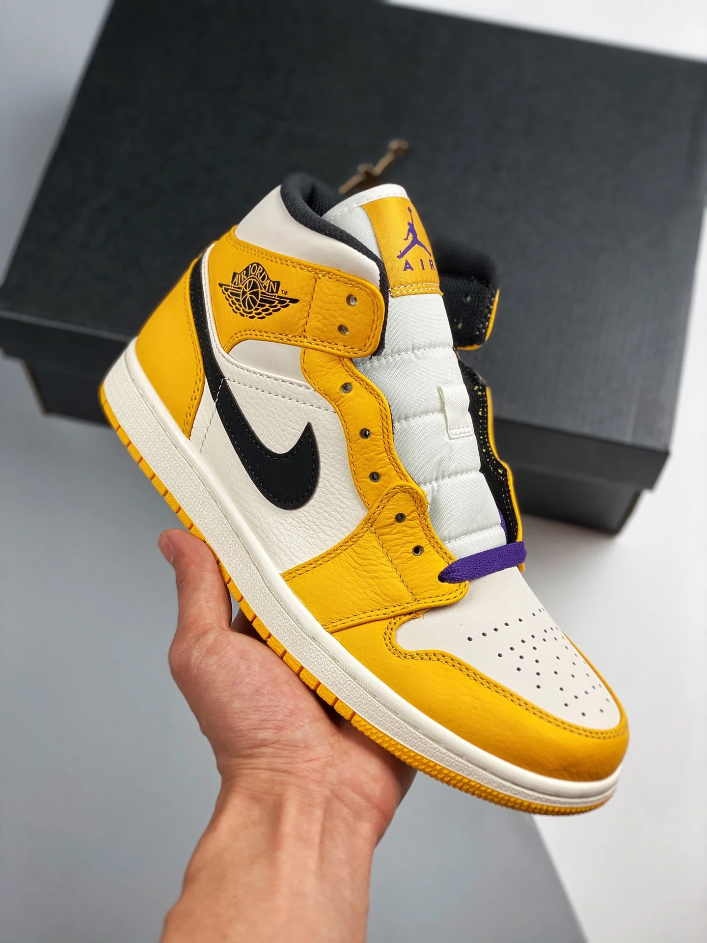 Air Jordan 1 Mid Lakers Yellow White Purple