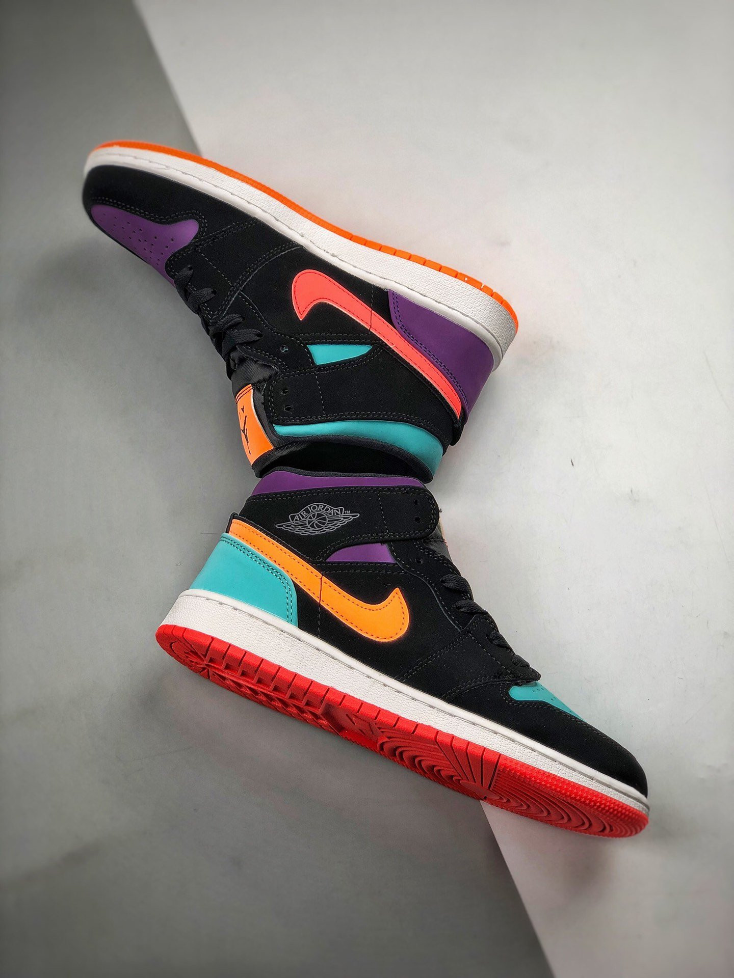 Air Jordan 1 Mid Multi-Color Black Total Orange On Sale