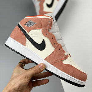 Air Jordan 1 Mid Orange Suede Team Orange Black-White-Iron Grey DV1336-800 For Sale