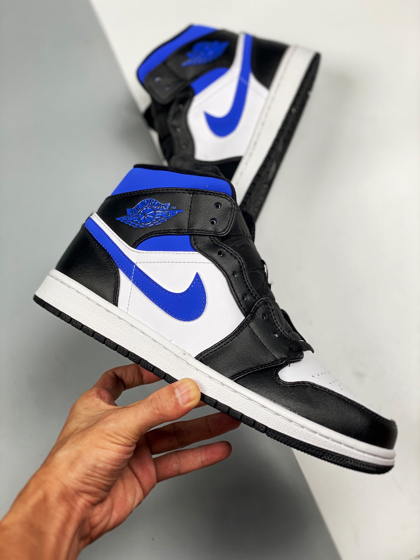 Air Jordan 1 Mid Black White Royal 554724-140 For Sale