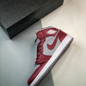 Air Jordan 1 Mid Cherrywood Red Cement Grey White For Sale