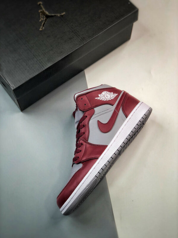 Air Jordan 1 Mid Cherrywood Red Cement Grey White For Sale