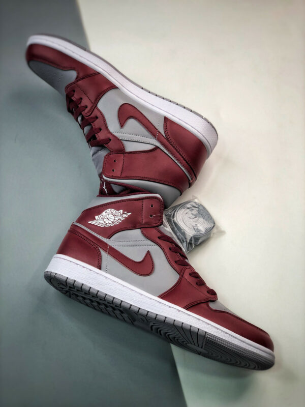 Air Jordan 1 Mid Cherrywood Red Cement Grey White For Sale