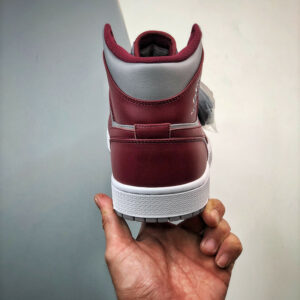 Air Jordan 1 Mid Cherrywood Red Cement Grey White For Sale