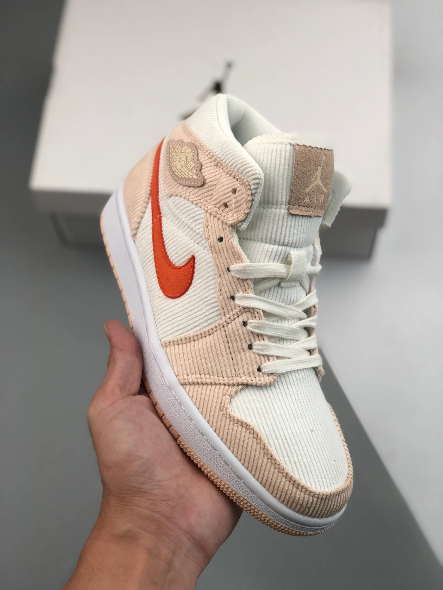 Air Jordan 1 Mid Corduroy Sail Orange Quartz For Sale