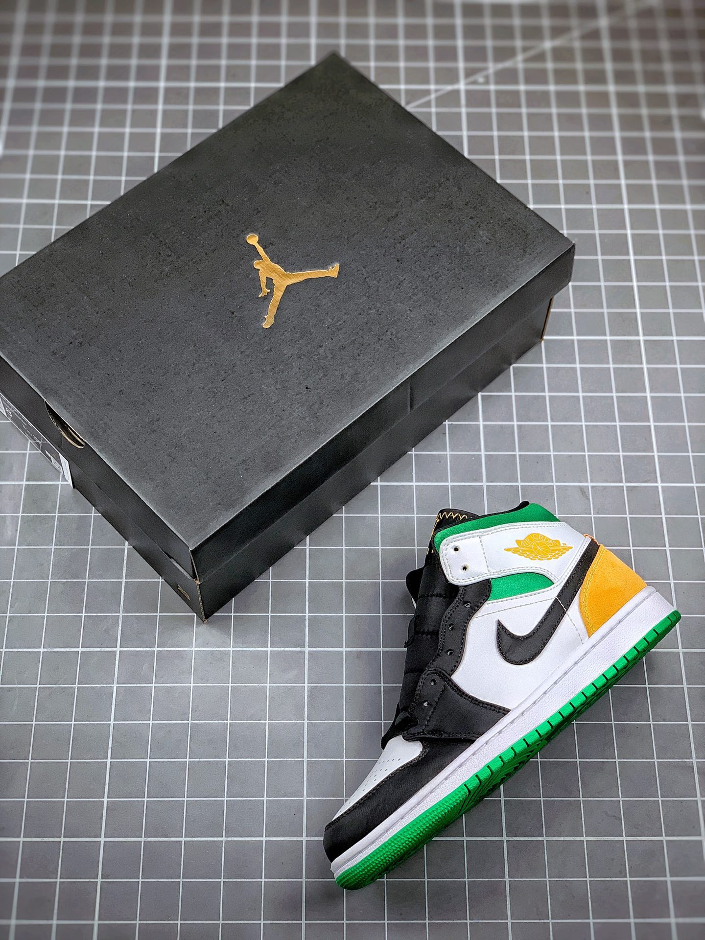 Air Jordan 1 Mid SE Oakland White Black Green Yellow For Sale