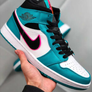 Air Jordan 1 Mid South Beach Turbo Green Black-Hyper Pink-Orange Peel On Sale