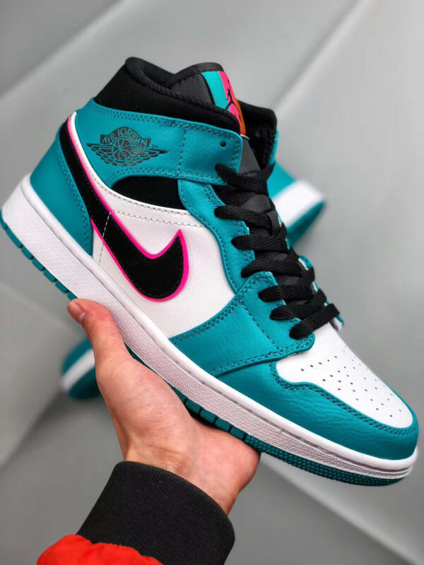 Air Jordan 1 Mid South Beach Turbo Green Black-Hyper Pink-Orange Peel On Sale