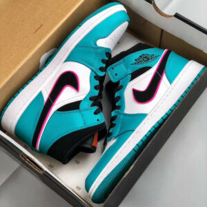 Air Jordan 1 Mid South Beach Turbo Green Black-Hyper Pink-Orange Peel On Sale