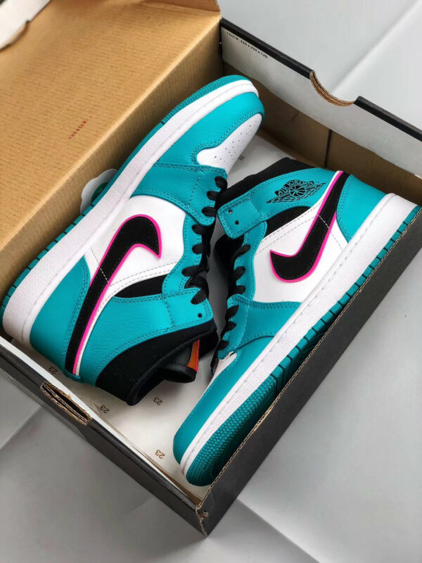 Air Jordan 1 Mid South Beach Turbo Green Black-Hyper Pink-Orange Peel On Sale