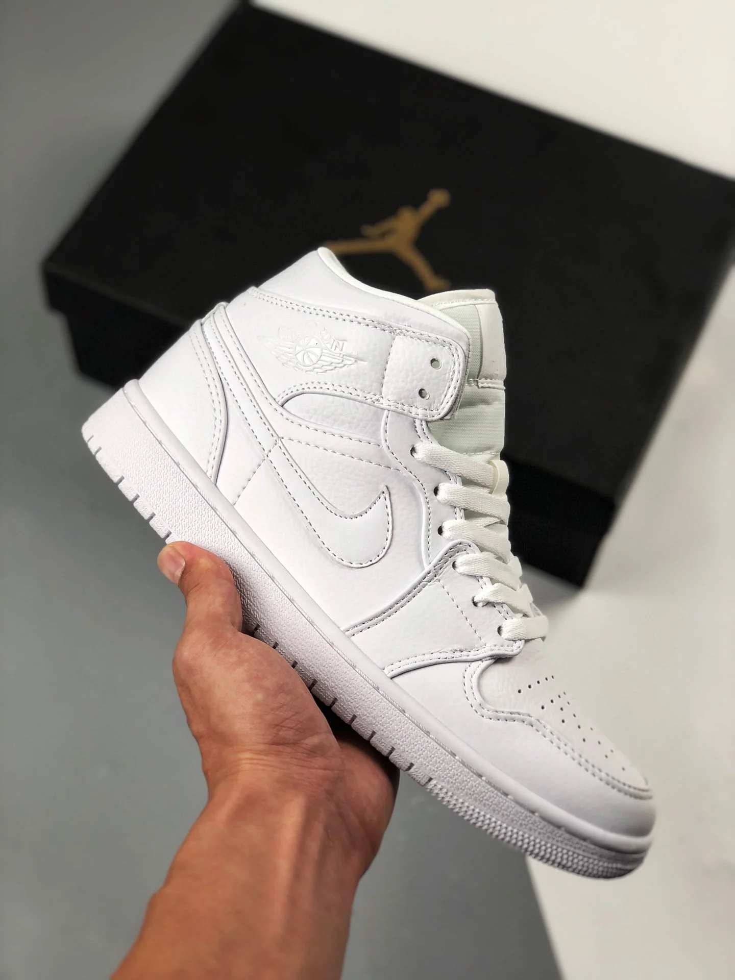 Air Jordan 1 Mid Triple White 554724-109 On Sale