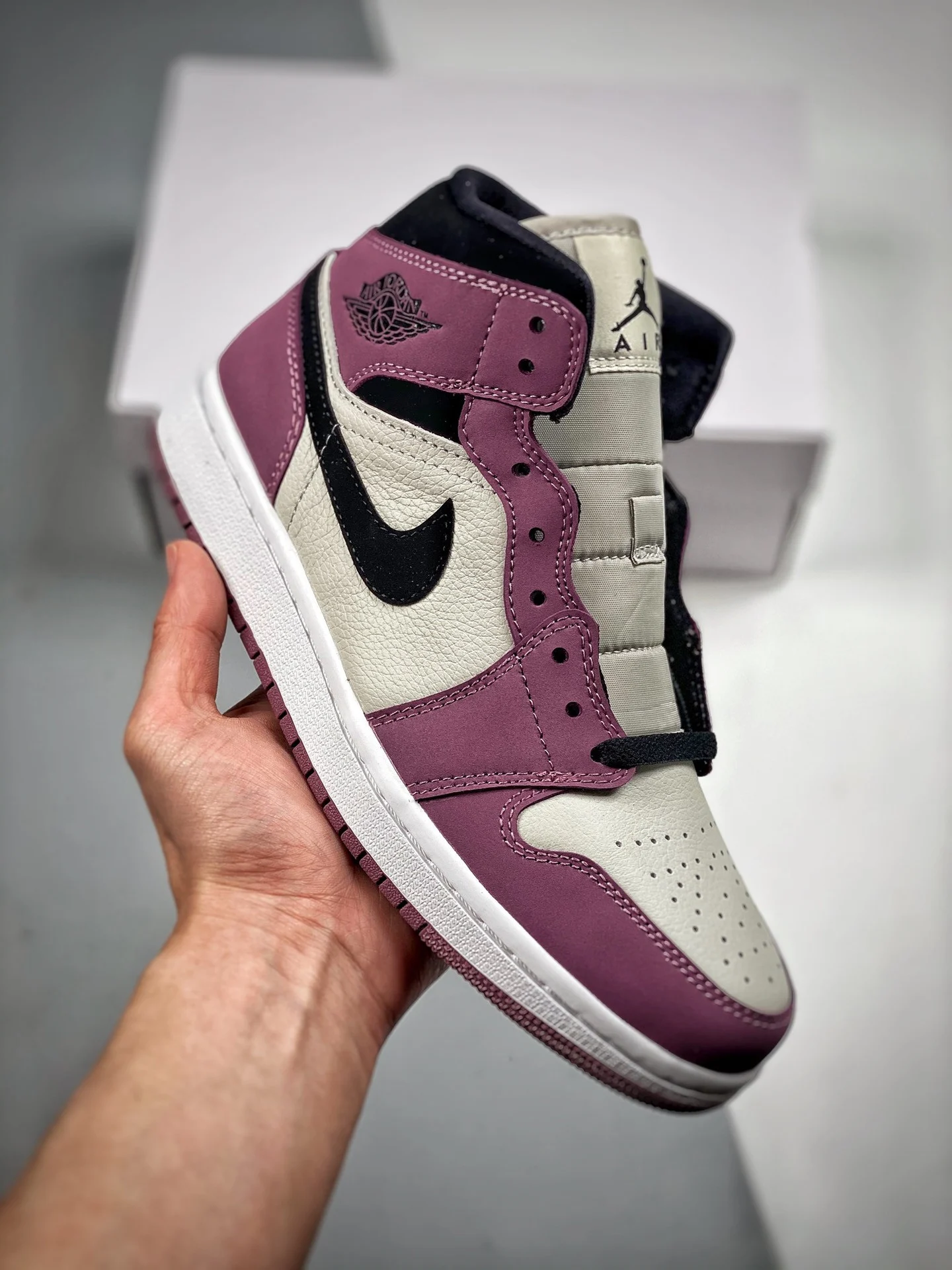 Air Jordan 1 Mid White Berry Pink-Black DC7267-500 For Sale