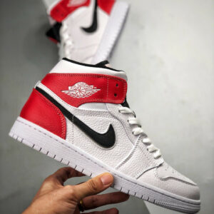 Air Jordan 1 Mid White Red Black 554724-116 On Sale