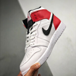 Air Jordan 1 Mid White Red Black 554724-116 On Sale