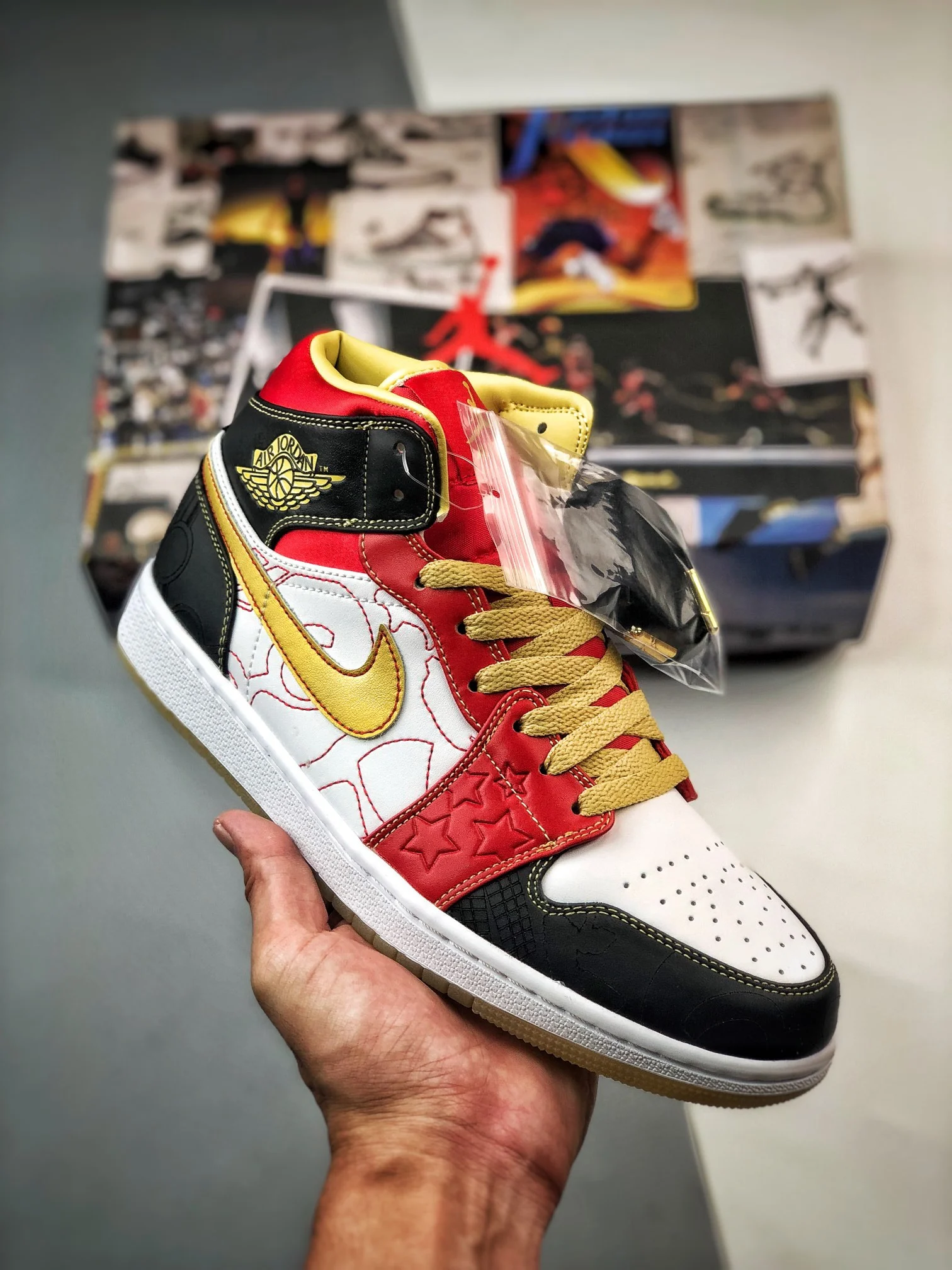 Air Jordan 1 Mid XQ White Gold Dust-Red-Black DV0576-176 For Sale