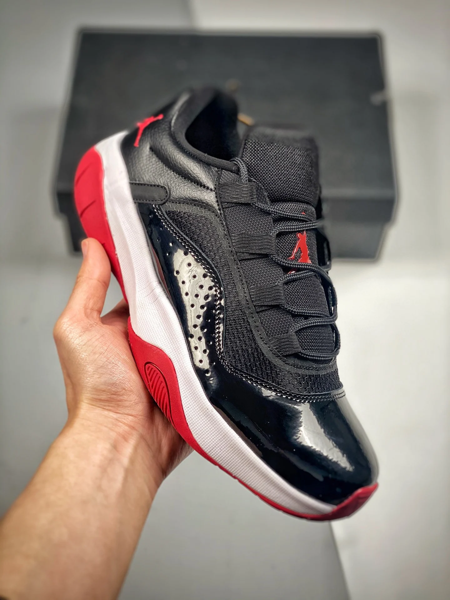 Air Jordan 11 CMFT Low Bred Black White-Gym Red For Sale