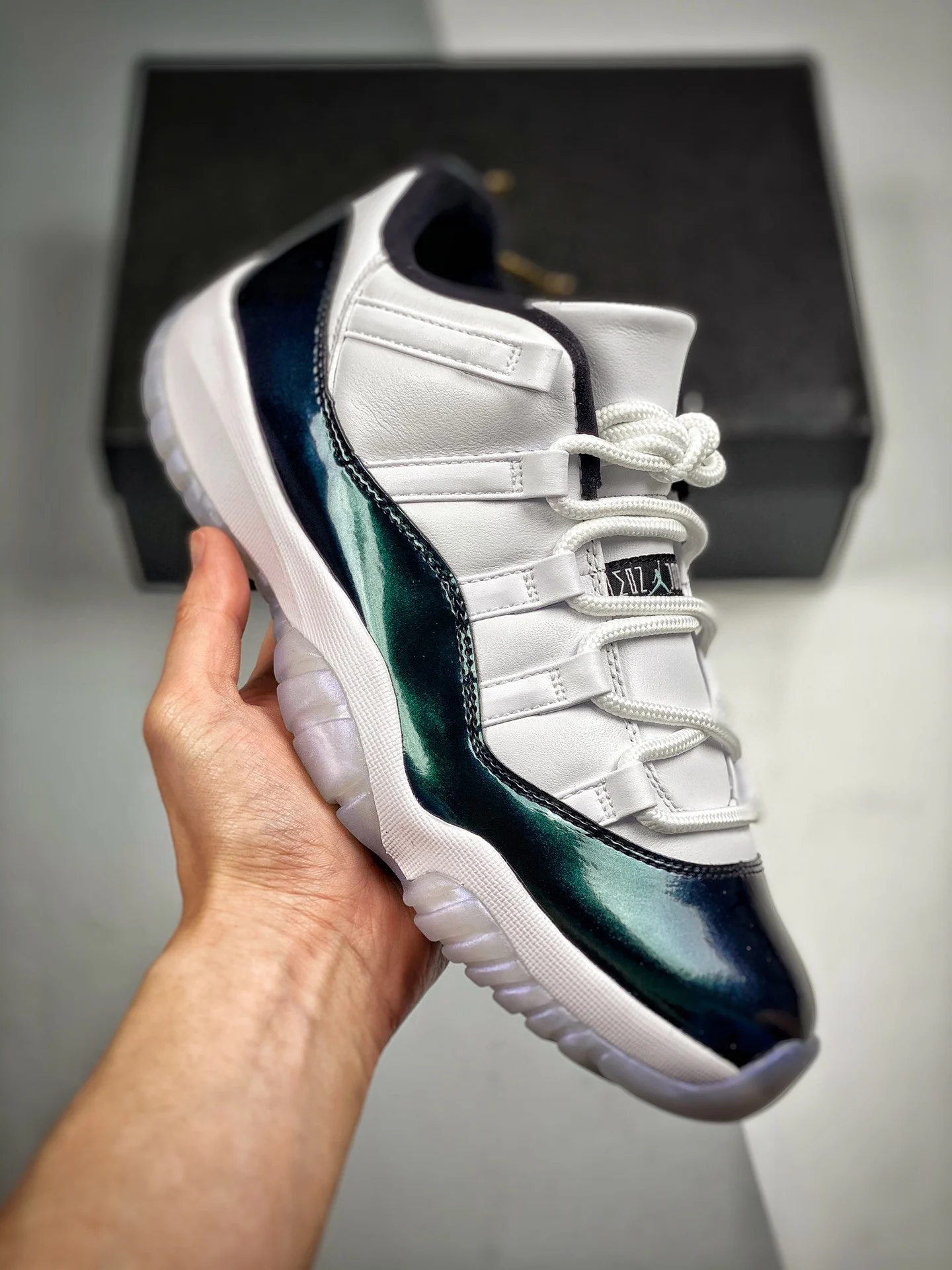 Air Jordan 11 Low Easter White Emerald Rise-Black 528895-145 For Sale