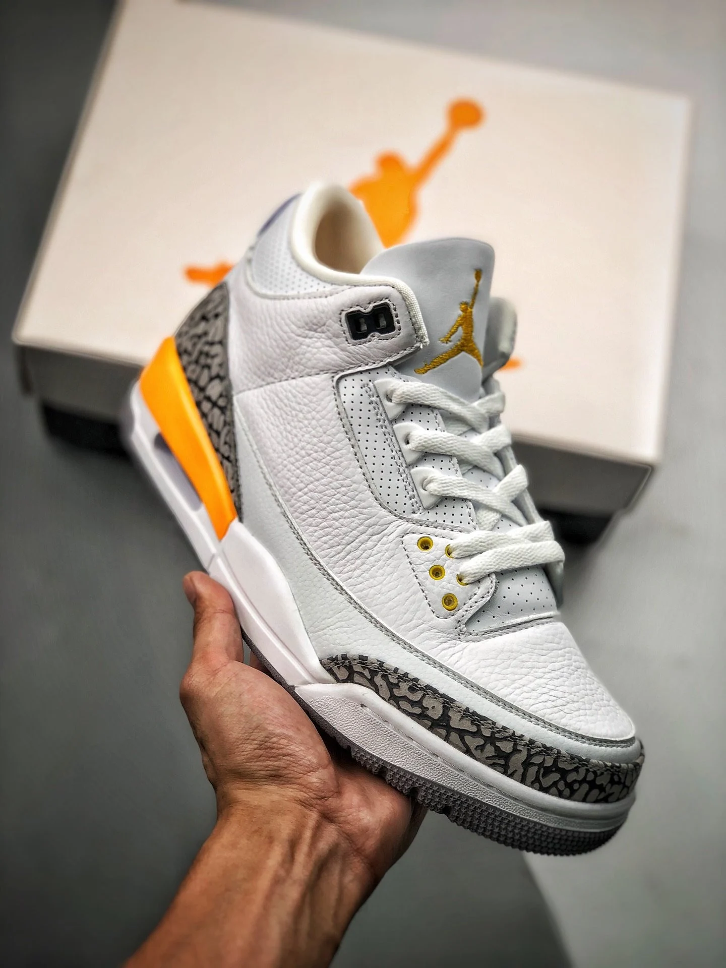 Air Jordan 3 White Laser Orange-Cement Grey-Black For Sale