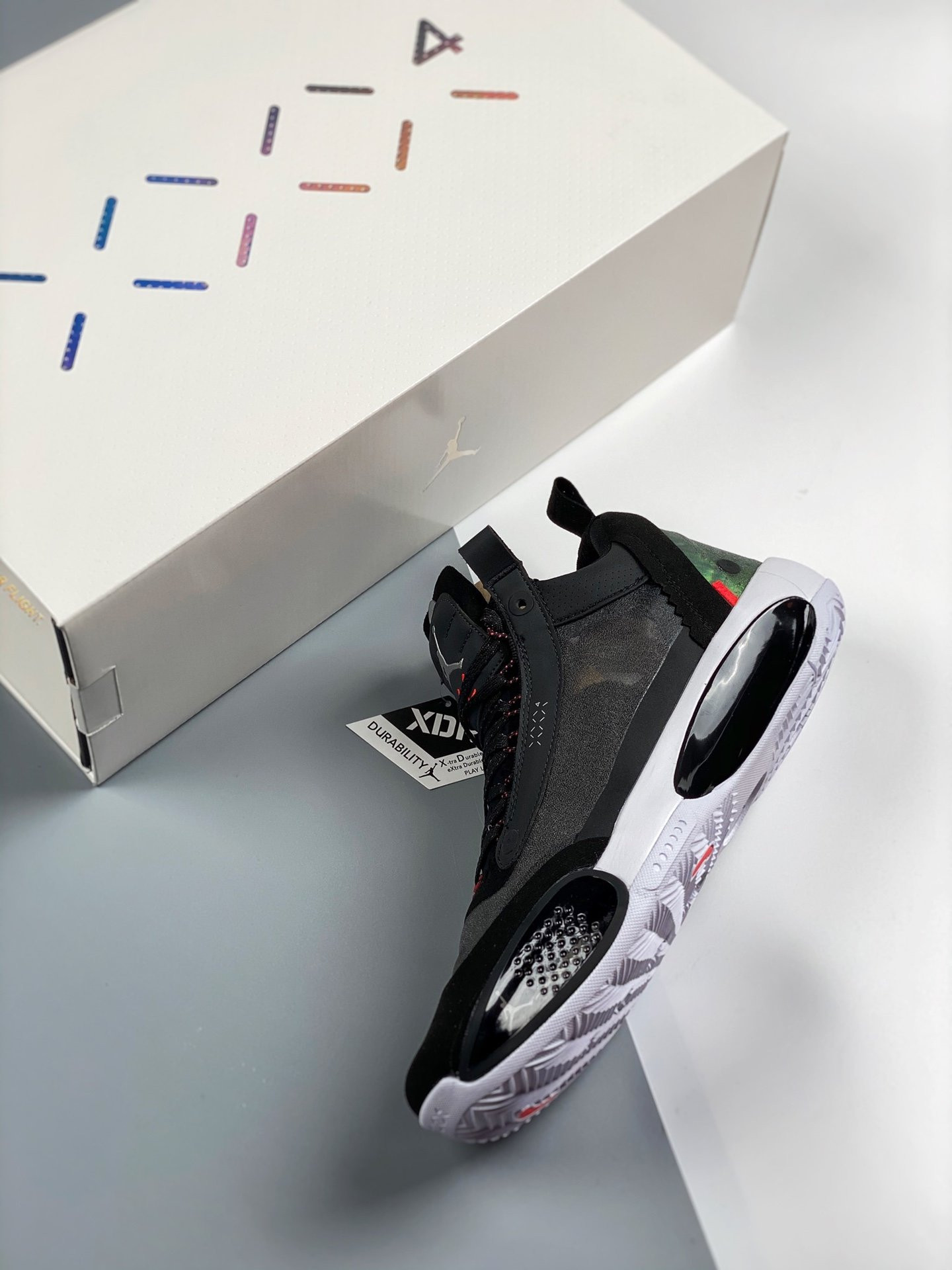 Air Jordan 34 Low Heritage Black Metallic Silver-White-Red Orbit