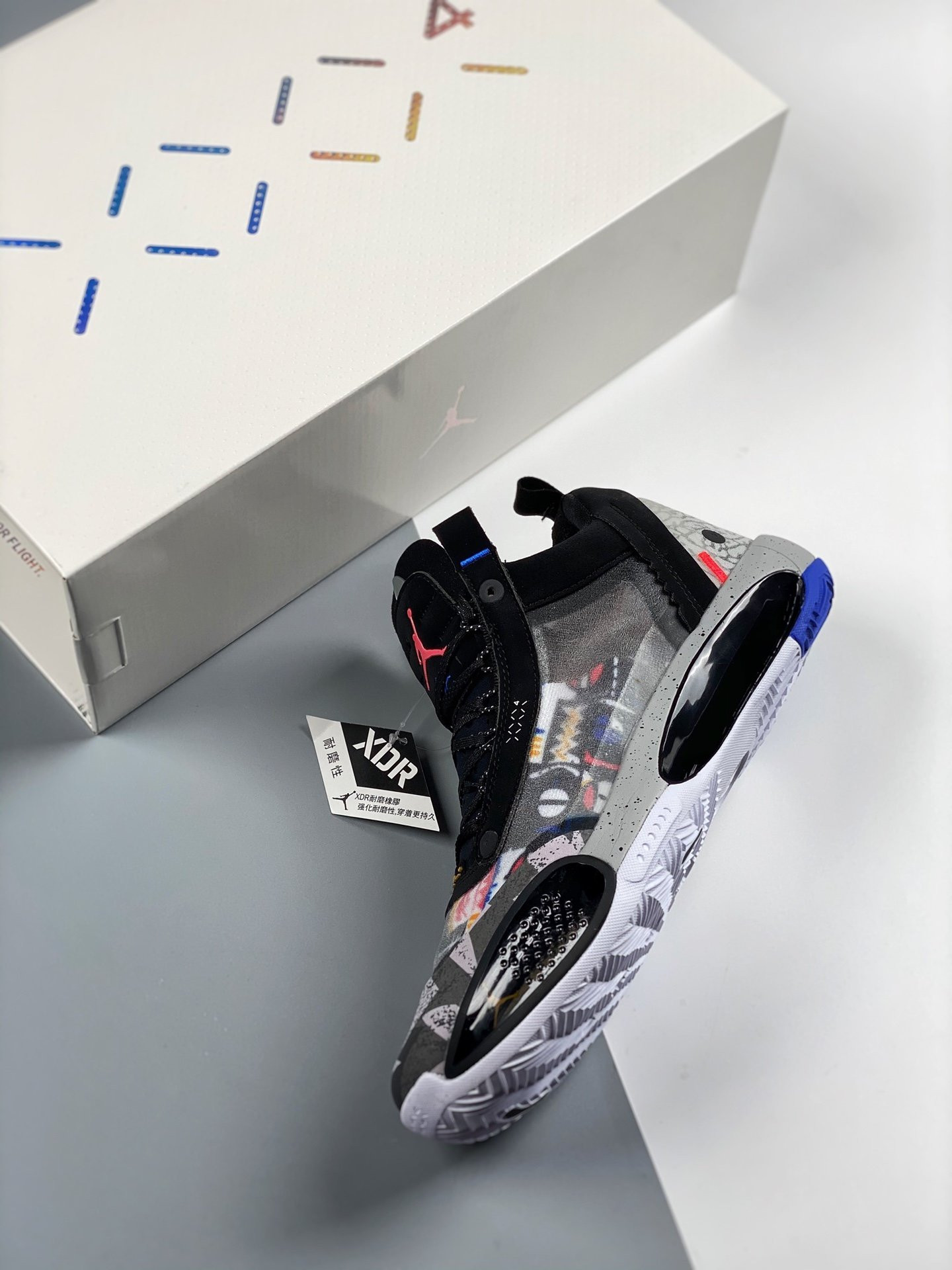 Air Jordan 34 Low Print Black Laser Orange-White On Sale